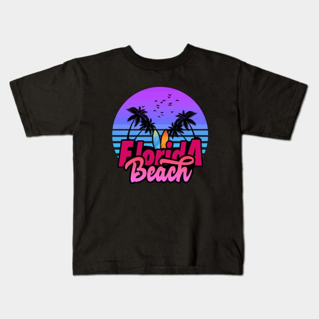 Florida Beach Sunset Kids T-Shirt by Tonibhardwaj